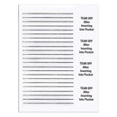 INSERT CARD FOR BRACELET 130S-XX-PDM, 500/BK, SOLD AS BOOK PRECISION 10001102