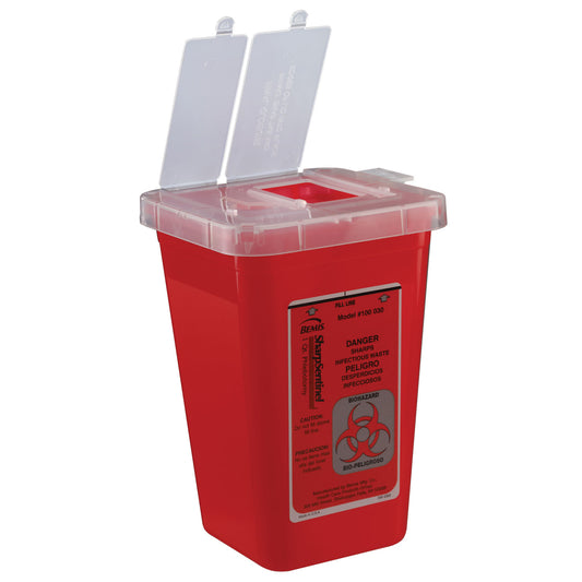 Bemis Sharps Containers Phlebotomy Container, 1 Qt, Translucent Red, 100/Cs