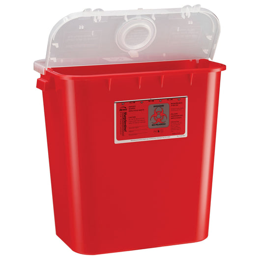 Bemis Sharps Containers Sharps Container, 8 Gal, Dual Purpose Lid, Red, 10/Cs