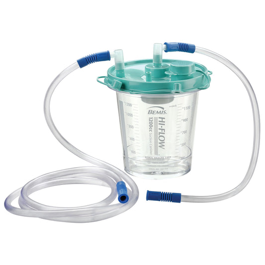 Bemis Hi-Flow Suction Canister System Suction Canister, 1200Cc, With 18" & 6 Ft Connecting Tubes, 48/Cs