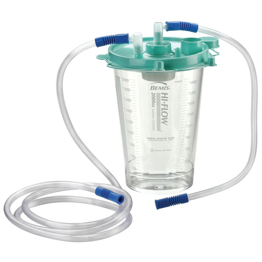 Bemis Hi-Flow Suction Canister System Suction Canister, 2000Cc, With 18" & 6 Ft Connecting Tubes, 48/Cs