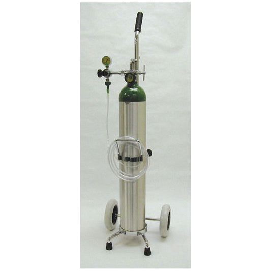 Mada Oxygen Kits 685 Liter Aluminum Oxygen Kit, "E" Cylinder, Empty, 1603E Cylinder, 1443S-5 Adj. Flow Mini-Regulator (1/2-5 Lpm), Nasal Cannula, Cart -1630-5E