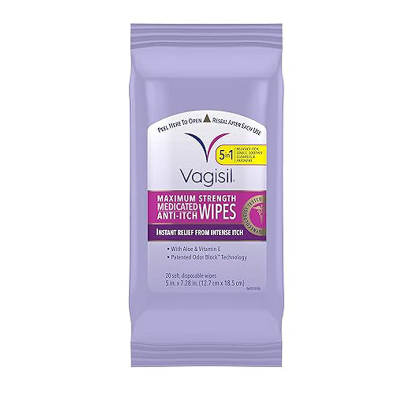 Vagisil Medicated Anti-Itch Wipes Maximum Strength, Sold As 20/Pack Combe 01150906003