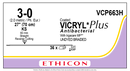 SUTURE, STRAIGHT CUTTING NEEDLE, SIZE 3-0, 27", UNDYED BRAIDED, NEEDLE KS, STRAIGHT, 3 DZ/BX, SOLD AS BOX ETHICON 243