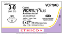 SUTURE, TAPER POINT, SIZE 3-0, 8-27", VIOLET BRAIDED, NEEDLE SH, ½ CIRCLE, 1 DZ/BX, SOLD AS BOX ETHICON 243
