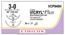SUTURE, TAPER POINT REVERSE CUTTING, SIZE 3-0, 54", UNDYED BRAIDED, NEEDLE CT FSL, ½ CIRCLE, 3 DZ/BX, SOLD AS BOX ETHICON 243