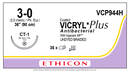 SUTURE, TAPER POINT, SIZE 3-0, 36", UNDYED BRAIDED, NEEDLE CT-1, ½ CIRCLE, 3 DZ/BX, SOLD AS BOX ETHICON 243