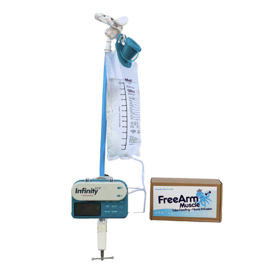 HOLDER, TUBE FEED W/CLAMP & BENDABLE ARM BLU (50/CS), 50/CS