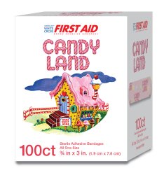 AMERICAN® WHITE CROSS STAT STRIP® CANDY LAND ADHESIVE STRIP, ¾ X 3 INCH, SOLD AS 100/BOX DUKAL 10850