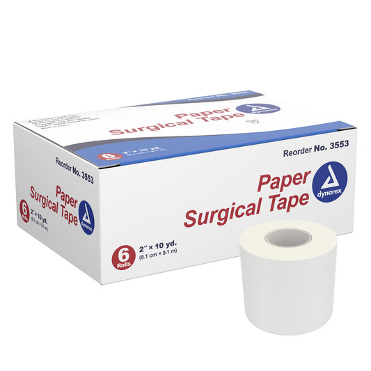Dynarex® Paper Medical Tape, 2 Inch X 10 Yard, White, 72/Cs