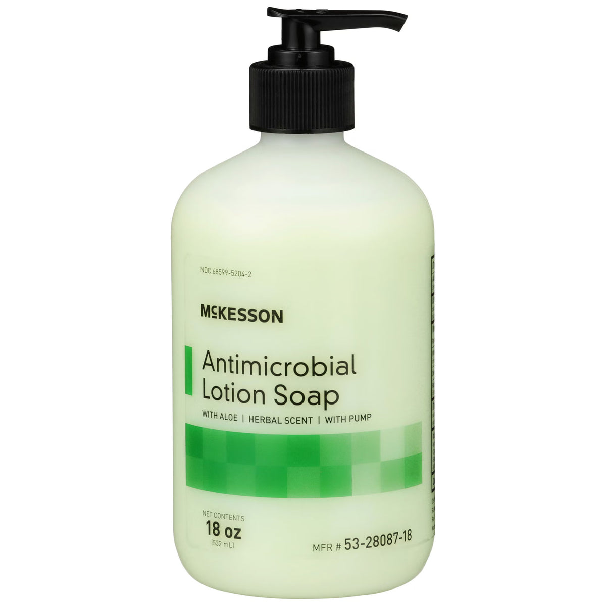 McKesson Antimicrobial Lotion Soap, Herbal Scent, 18-ounce Pump Bottle, 12/CS