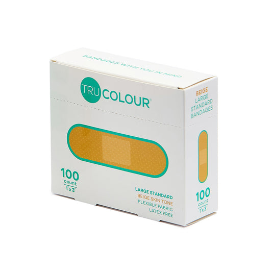 Tru-Colour Skin Tone Shade Fabric Bandage Adhesive Strips – Beige, 1 X 3 Inch, 12/Cs