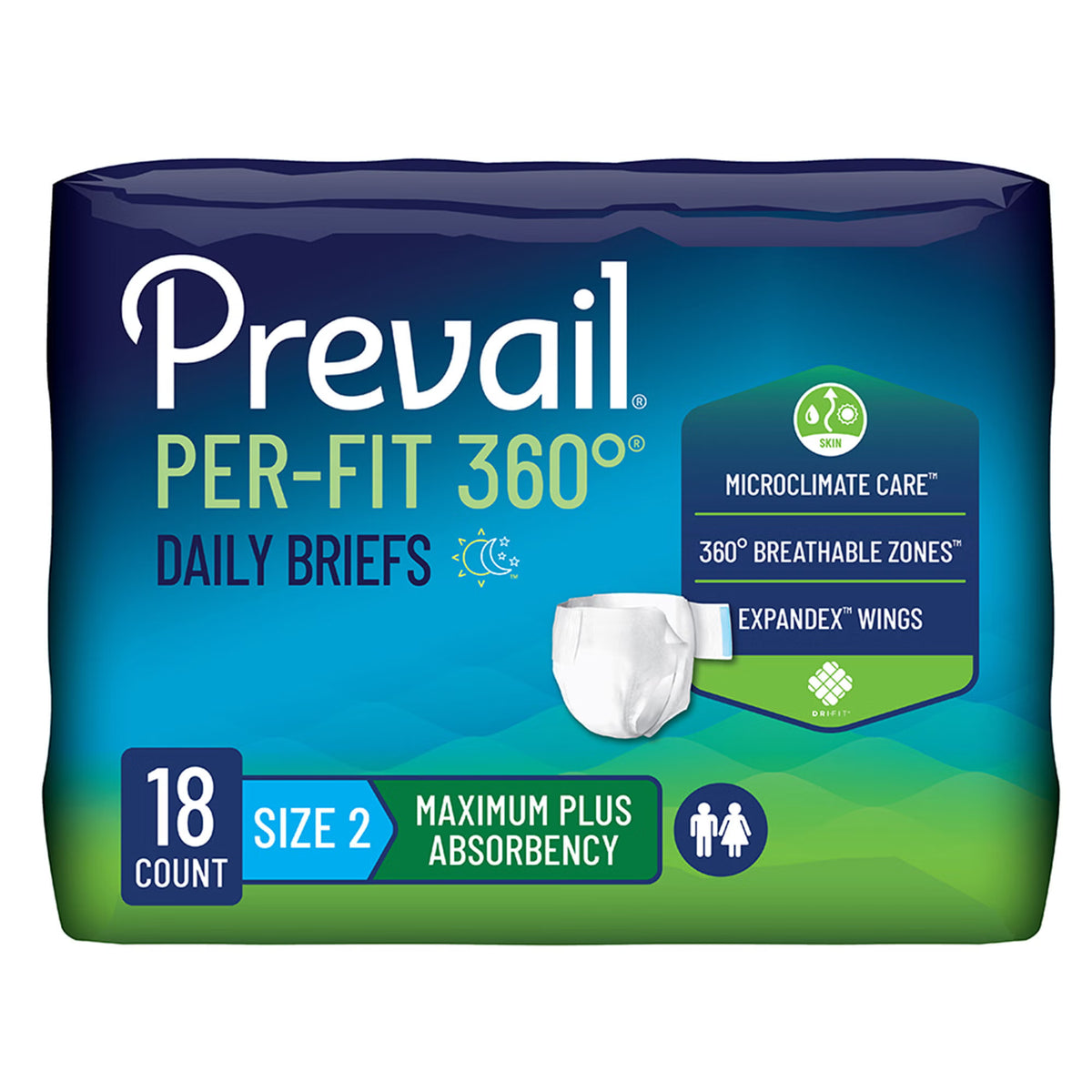 Prevail® Per-Fit 360°™ Daily Briefs, Maximum Plus, Large, 72/Cs