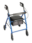 Carex® Classics Four-Wheel Rollator, 30 – 36 Inch, Metallic Blue, 1/EA