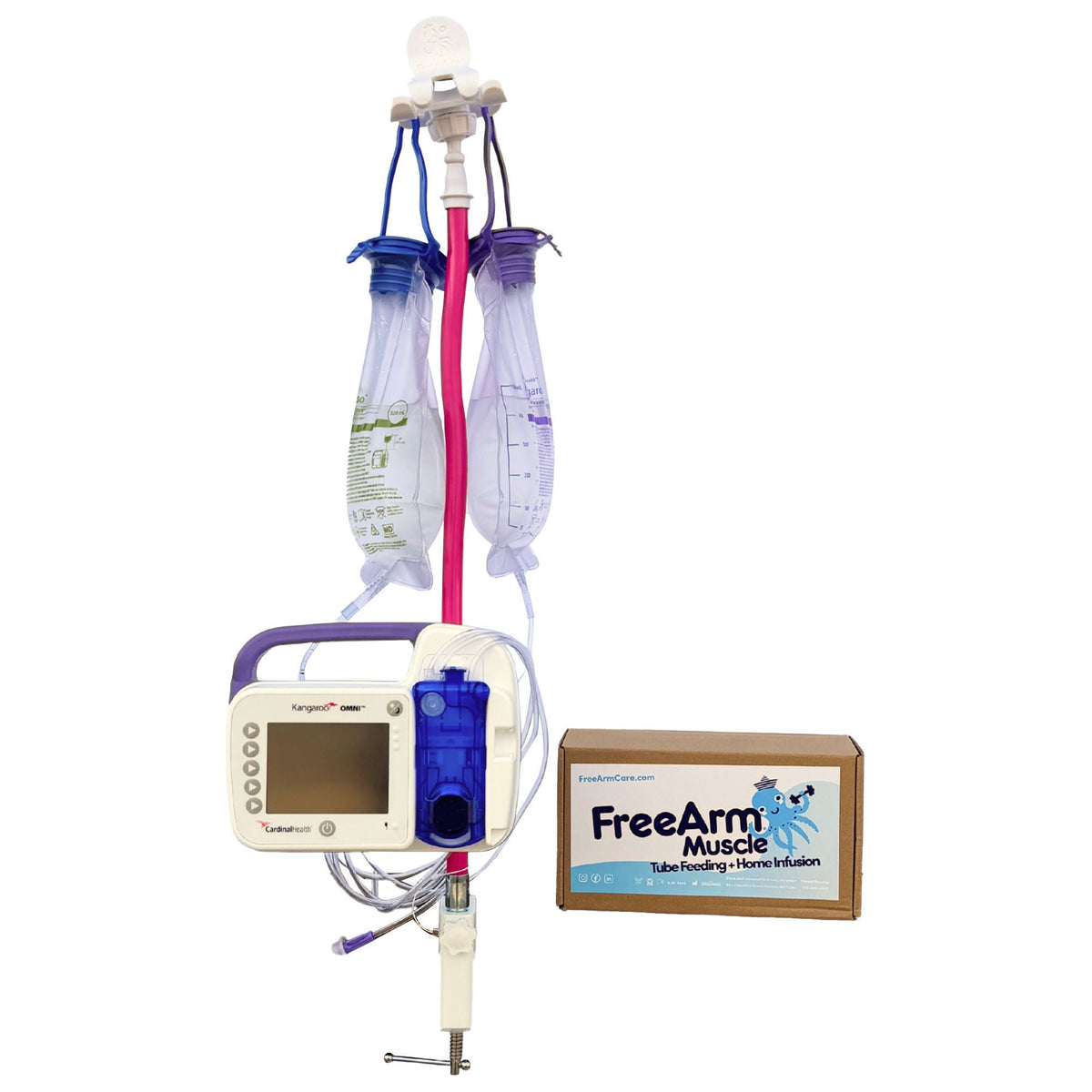 Holder, Tube Feed W/Clamp & Bendable Arm Pnk (50/Cs), 50/Cs