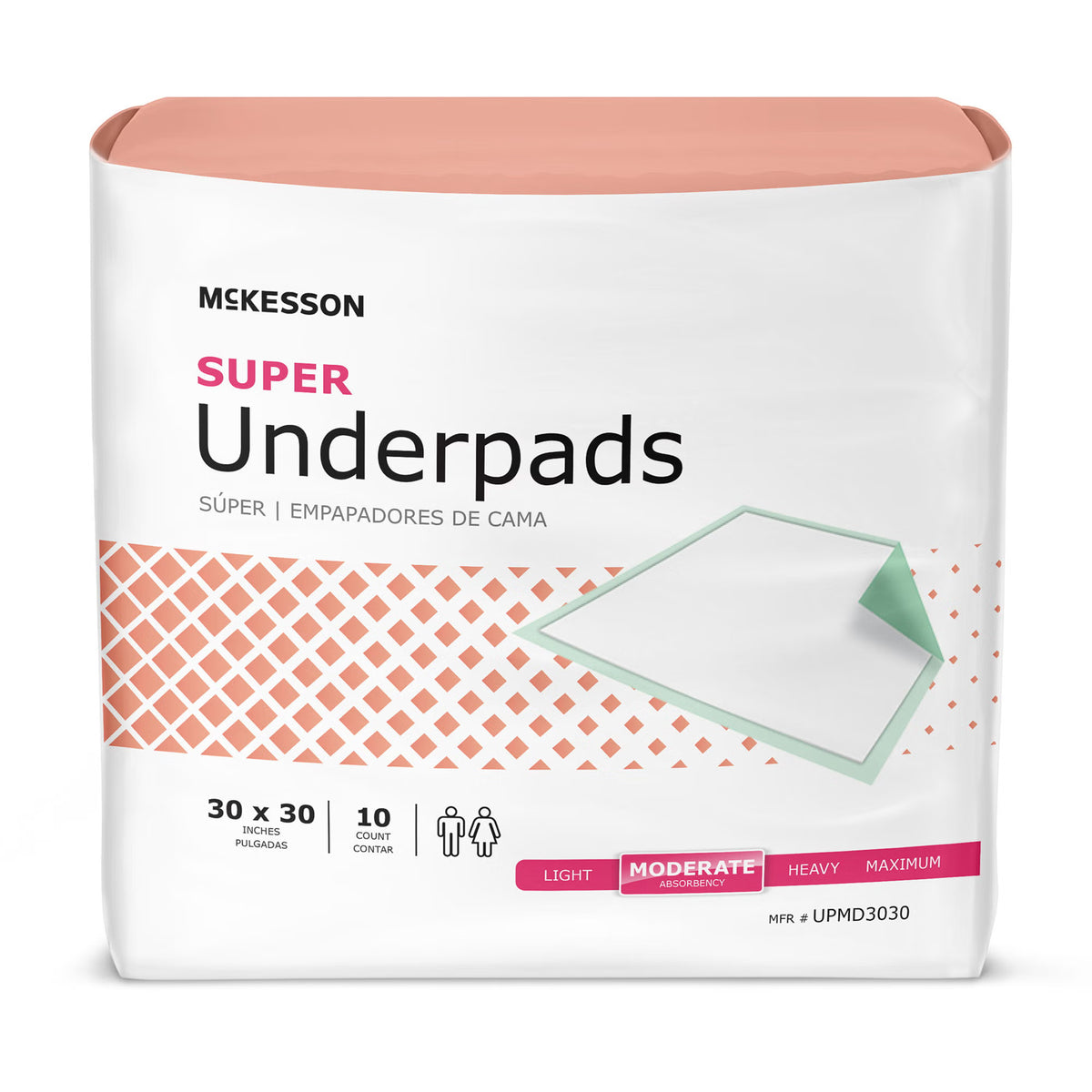 McKesson Super Moderate Absorbency Underpad, 30 x 30 Inch, 150/CS