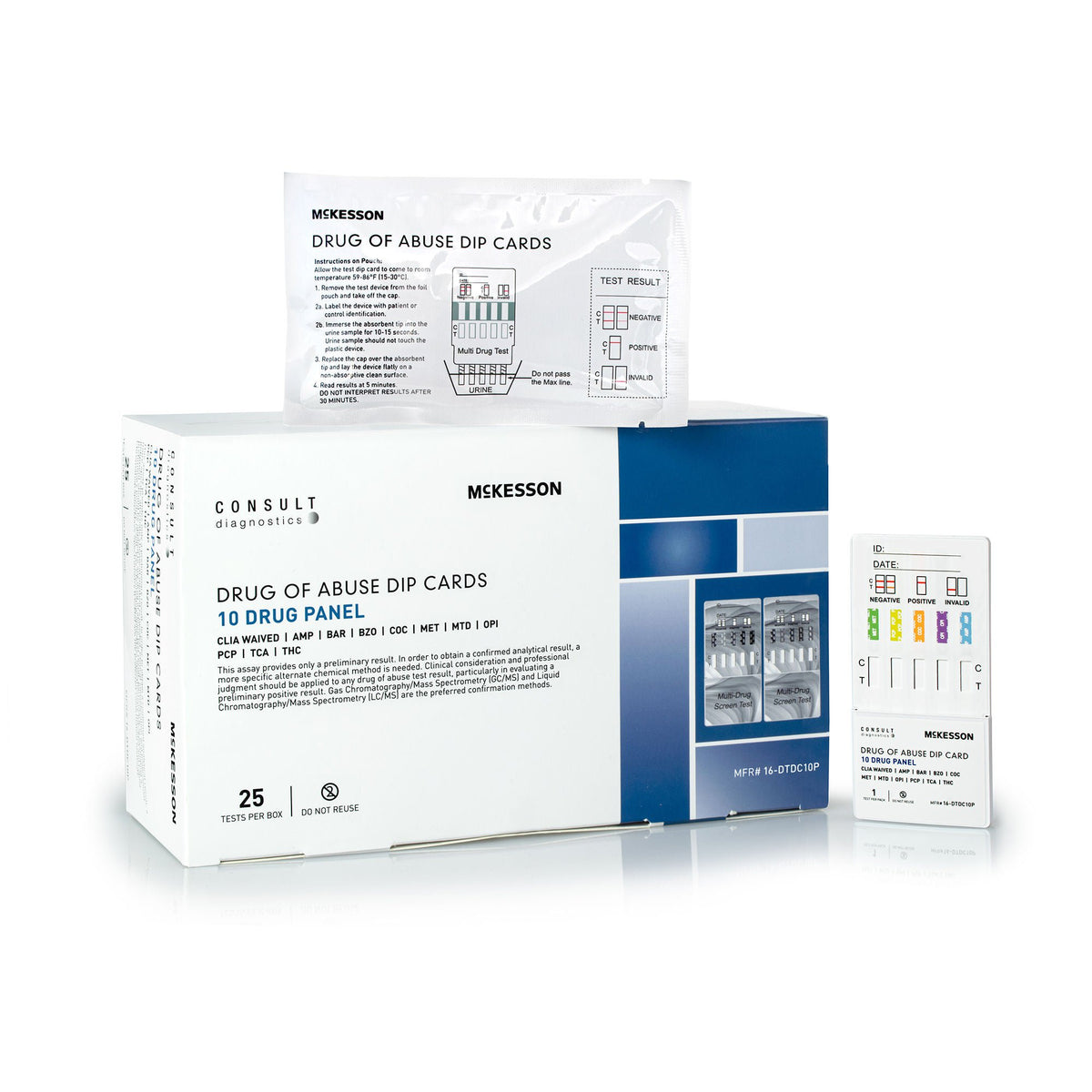 McKesson Consult™ 10-Drug Panel with Adulterants Drugs of Abuse Test Kit, 500/CS