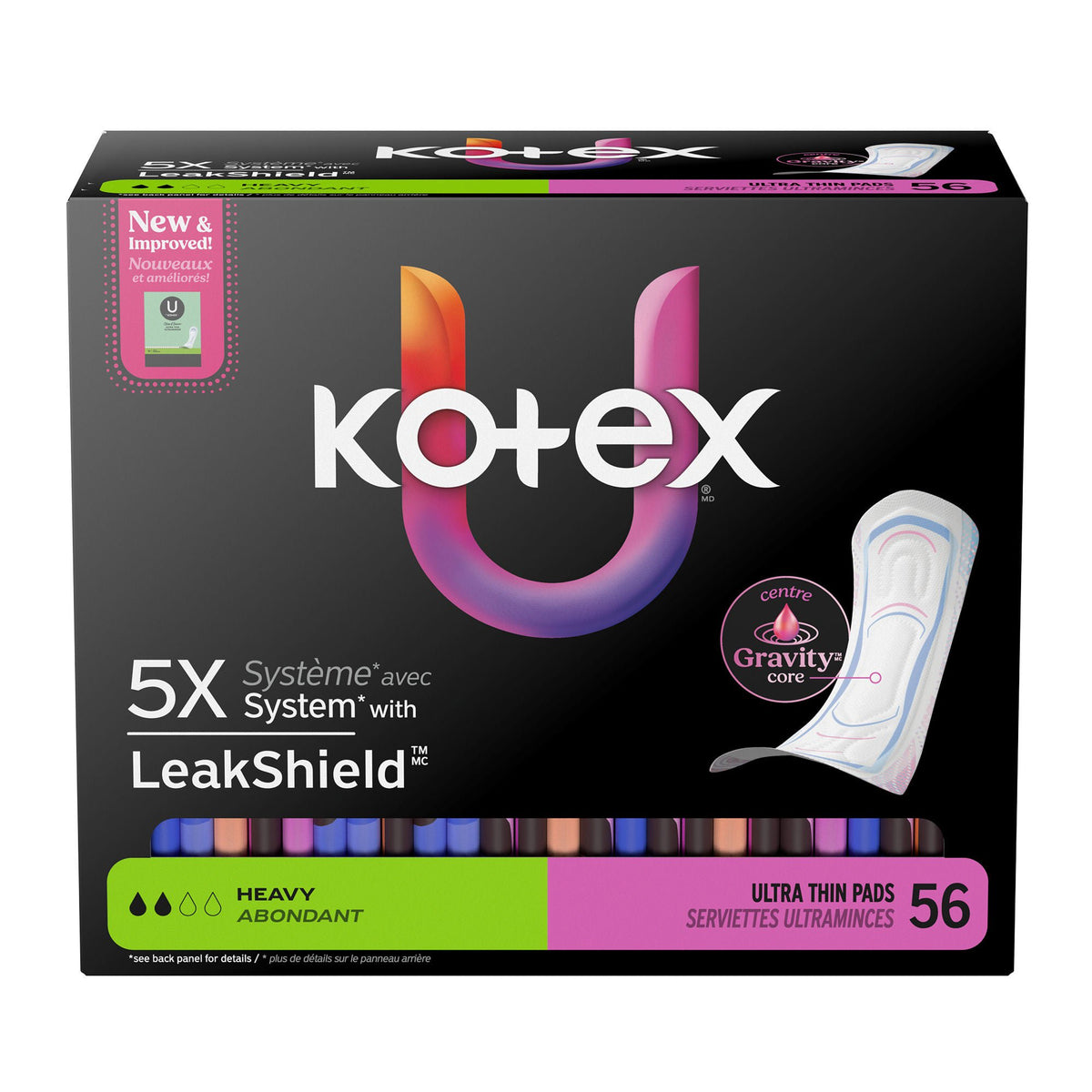 Pad, Kotex Prem Ultrathn Hvy Core (56/Pk 3Pk/Cs), 56/Pk