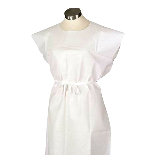 Tidi Patient Exam Gown, Medium, White, 50/Cs