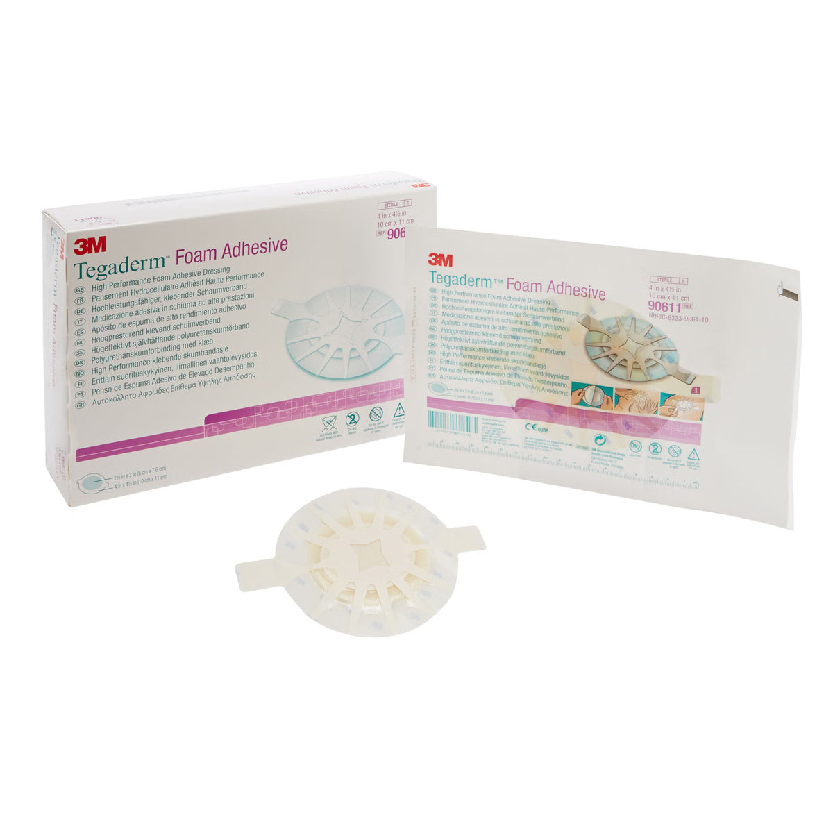 3M™ Tegaderm™ High-Performance Foam Dressing Adhesive, 4 X 4½ Inch, 10/Bx