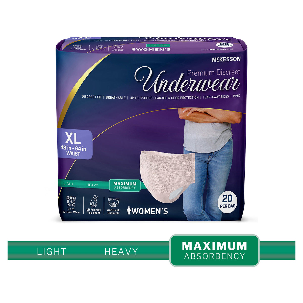 Mckesson Premium Discreet Underwear For Women, Maximum Absorbency, Extra-Large, 80/Cs