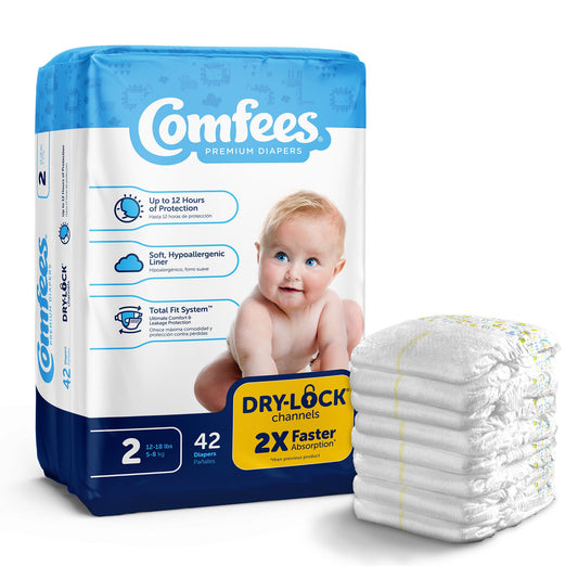 Attends Comfees Premium Baby Diapers, Unisex, Tab Closure, Size 2, 168/CS