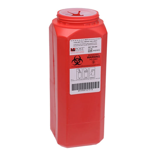 Post Medical A.N.D.™ Sharps Container, 2 Quart, 10 x 3 x 3 Inch, 12/CS