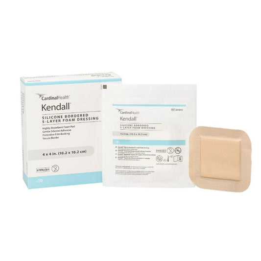 Dressing, Sil Border 5Layer Adh Str 4"X4" (10/Bx 5Bx/Cs), 10/Bx