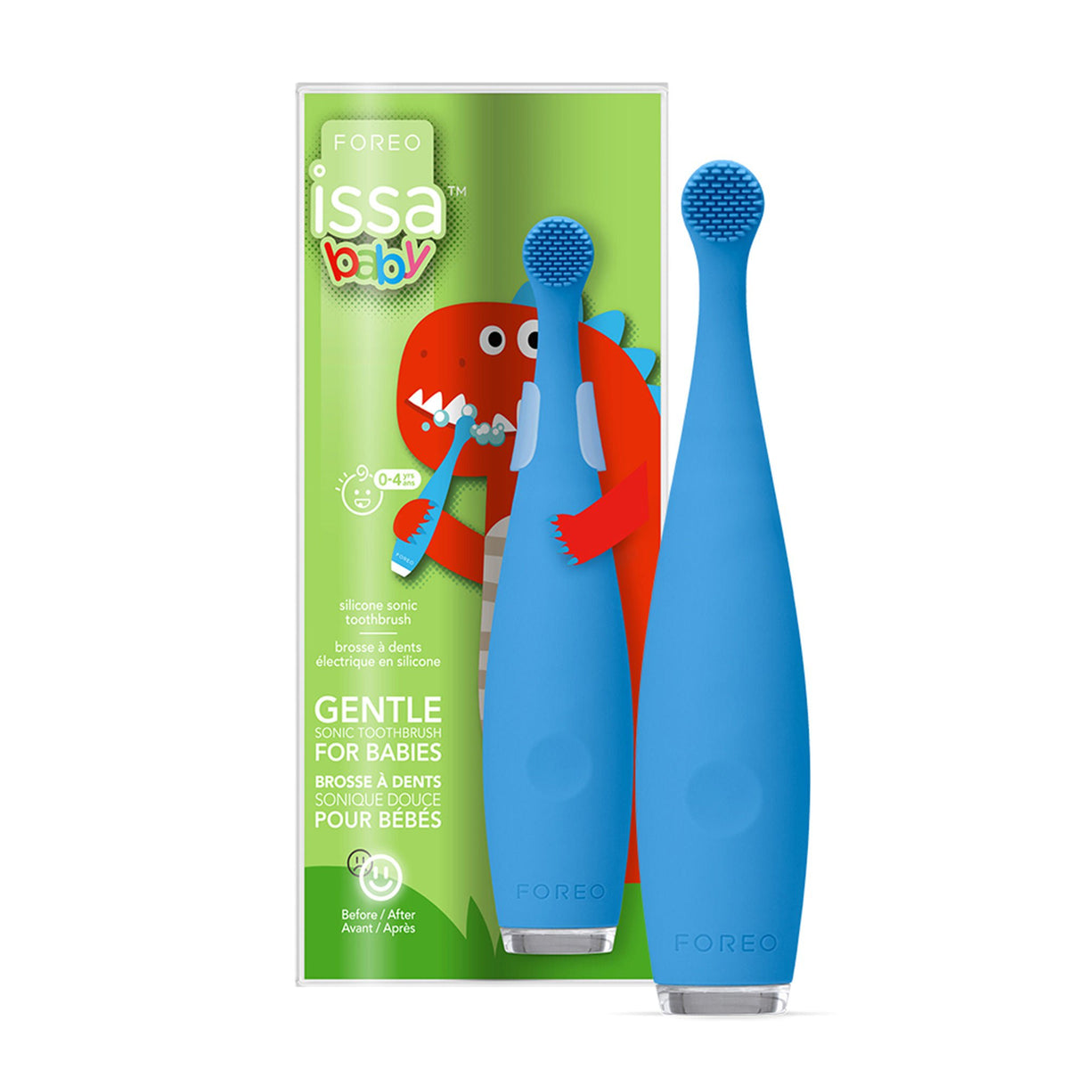 Issa™ Baby Soft Silicone Sonic Toothbrush, Bubble Blue Dino, 1/Ea