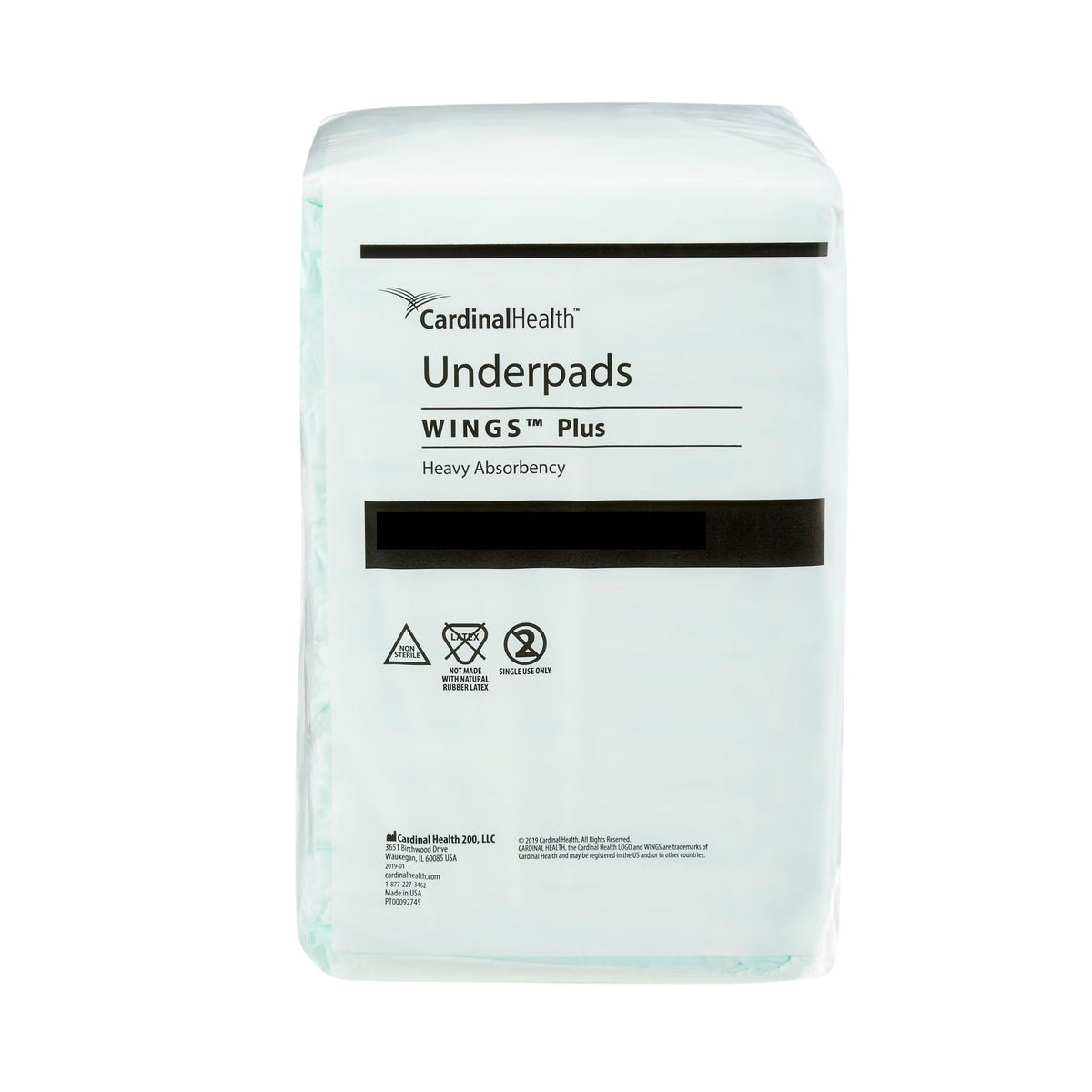 Wings Plus Underpads, Disposable, Heavy Absorbency, Beige, 36 X 36 Inch, 48/CS