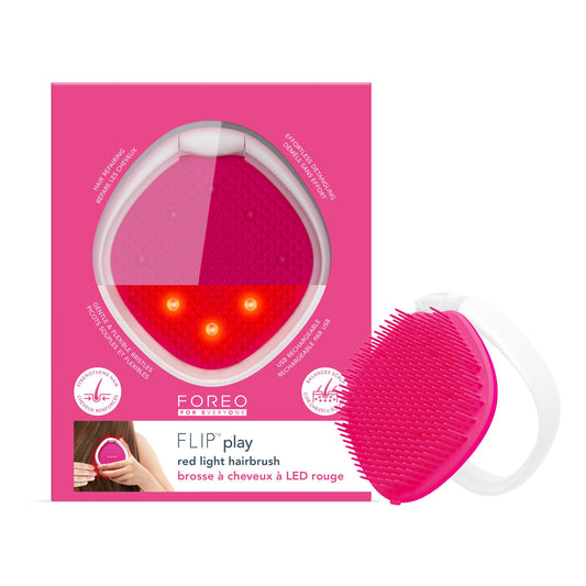 Brush, Hair Travel Size Flip Play Red Led Light Cherry Up, 1/Ea