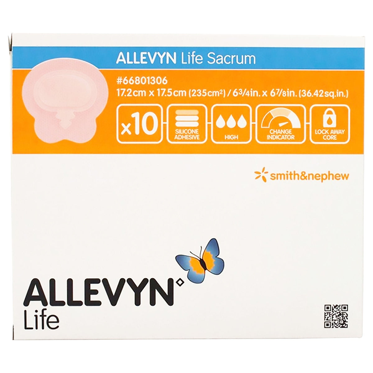 Allevyn Life Sacrum Foam Dressing, 17.2 X 17.5 Centimeters, 60/Cs