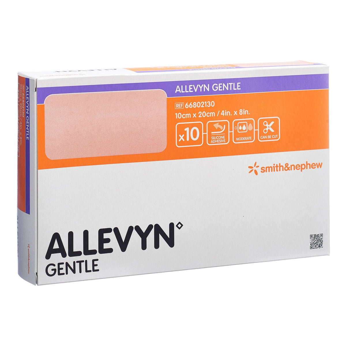Dressing, Foam Allevyn Gentlew/O Brdr 4"X8" (10/Bx 4Bx/Cs), 10/Bx