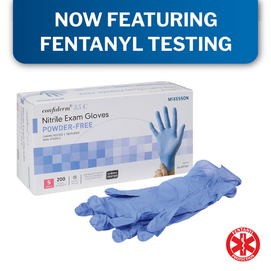 Mckesson Confiderm® 3.5C Nitrile Exam Glove, Small, Blue, 200/Bx