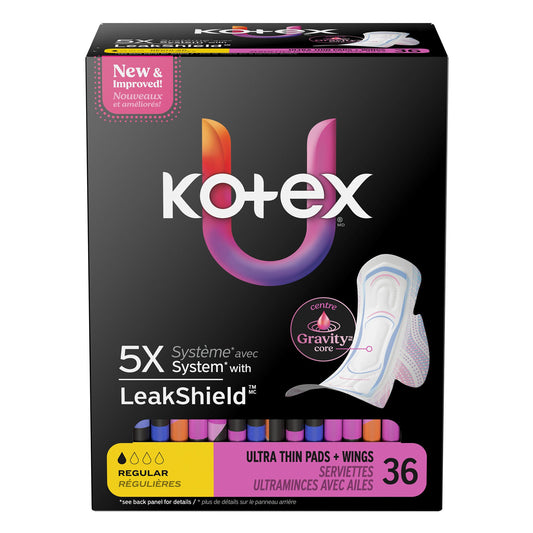Pad, Kotex Prem Ultrathn Reg Wing (36/Pk 6Pk/Cs), 216/Cs