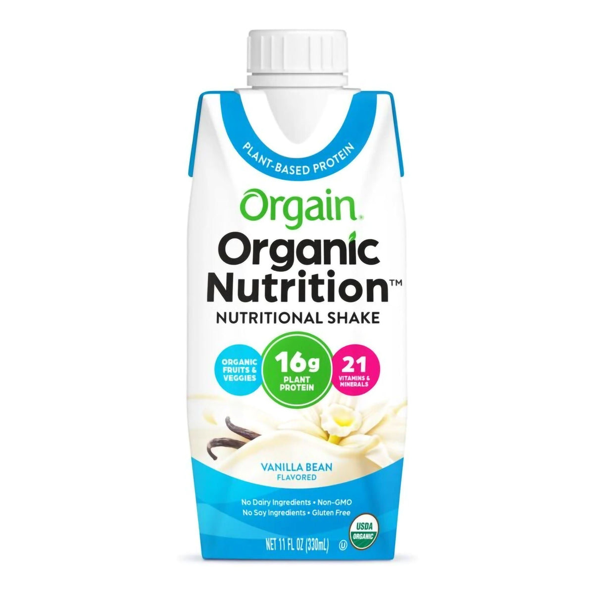 Orgain® Organic Nutrition™ Vegan Vanilla Nutritional Shake, 11-ounce carton, 12/CS