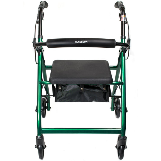 Mckesson Folding Aluminum Four-Wheel Rollator, Green, 1/Ea