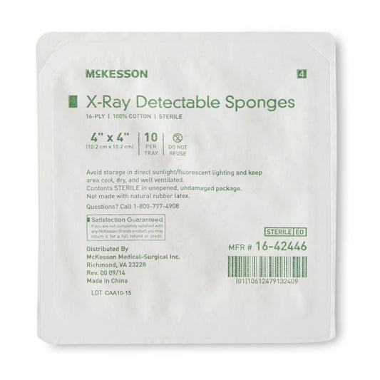 Mckesson Sterile X-Ray Detectable Gauze Sponge, 4 X 4 Inch, 16-Ply, 72/Cs