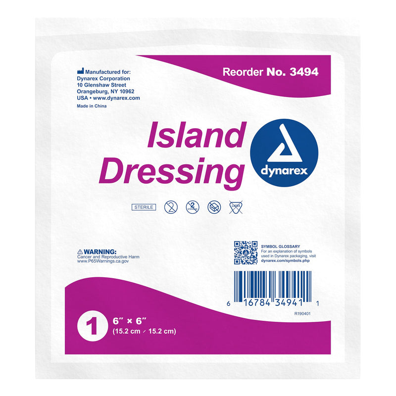 dynarex White Adhesive Dressing, 6 x 6 Inch 150/CASE -3494 - BriteSources