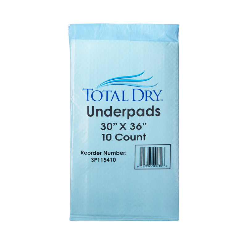 TOTALDRY™ INCONTINENCE UNDERPADS, HEAVY ABSORBENCY, BLUE, 30 X 36 INCH, SOLD AS 100/CASE SECURE SP115410