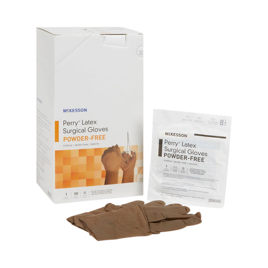 McKesson Perry® Latex Surgical Glove, Size 8.5, Brown, 50/BX