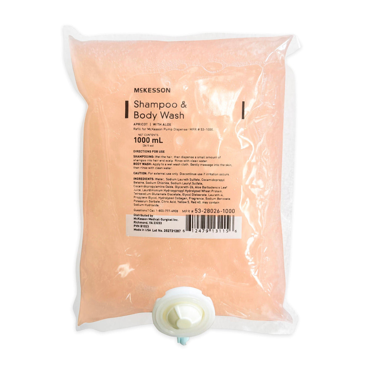McKesson Shampoo and Body Wash, 1000 mL Dispenser Refill Bag, 10/CS