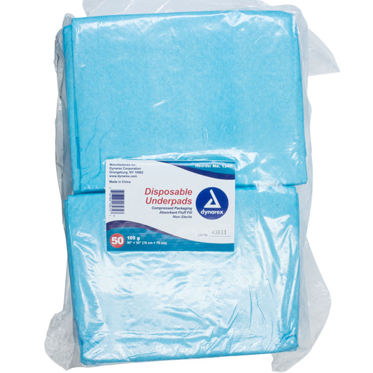 Dynarex® Absorbent Fluff Fill Underpad, 30 x 30 Inch, 100/CS