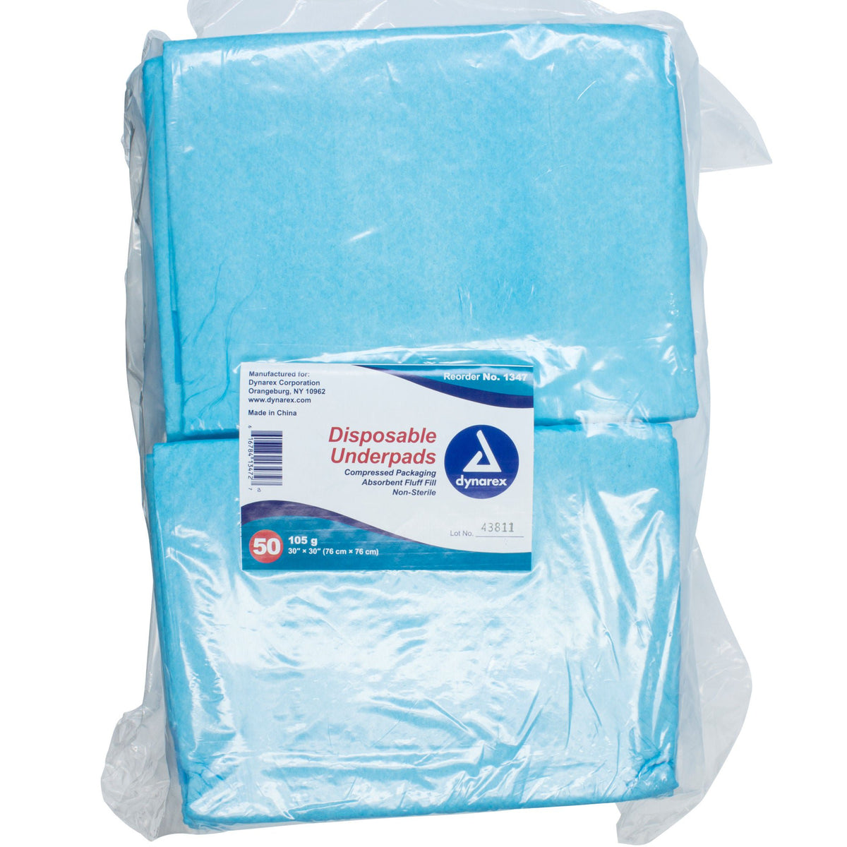Dynarex® Absorbent Fluff Fill Underpad, 30 x 30 Inch, 50/PK