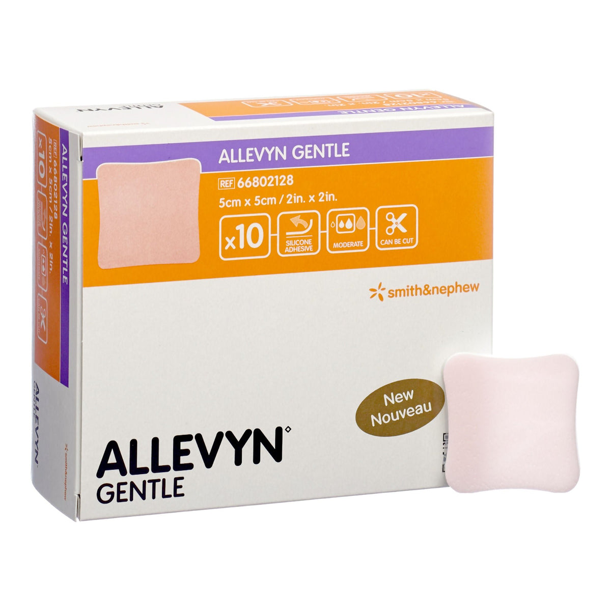 Allevyn Gentle Border Silicone Foam Dressing, 2 X 2 Inch, 10/Bx