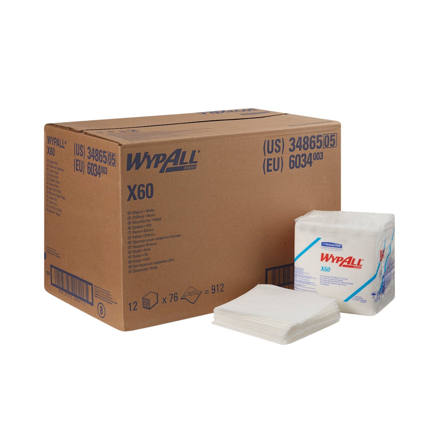 WypAll X60 Task Wipe, ¼ Fold 1/CASE -34865