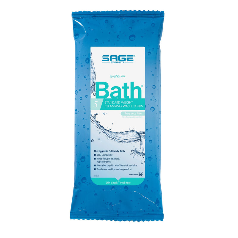 Sage Comfort Bath Rinse-Free Wipes, Aloe, Unscented, Soft Pack