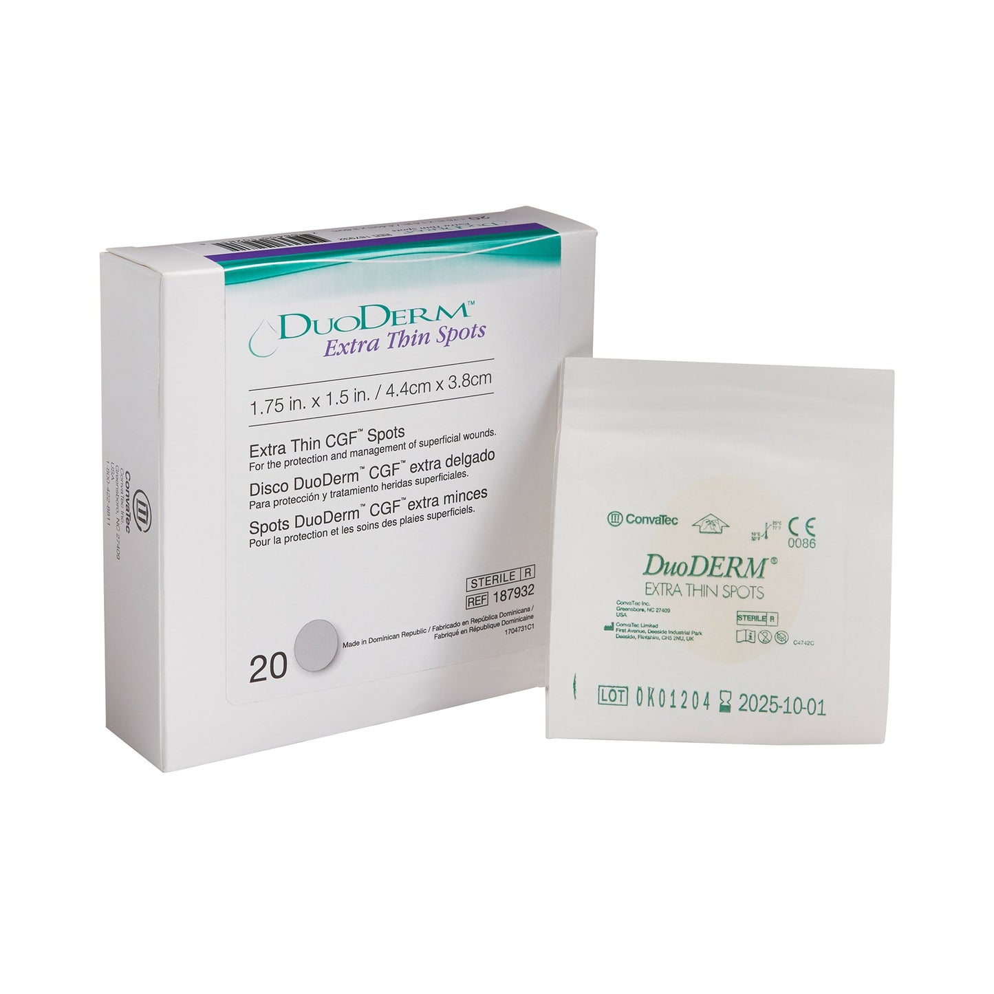 DuoDerm Extra Thin Spot Hydrocolloid Dressing, 1½ x 1 Inch