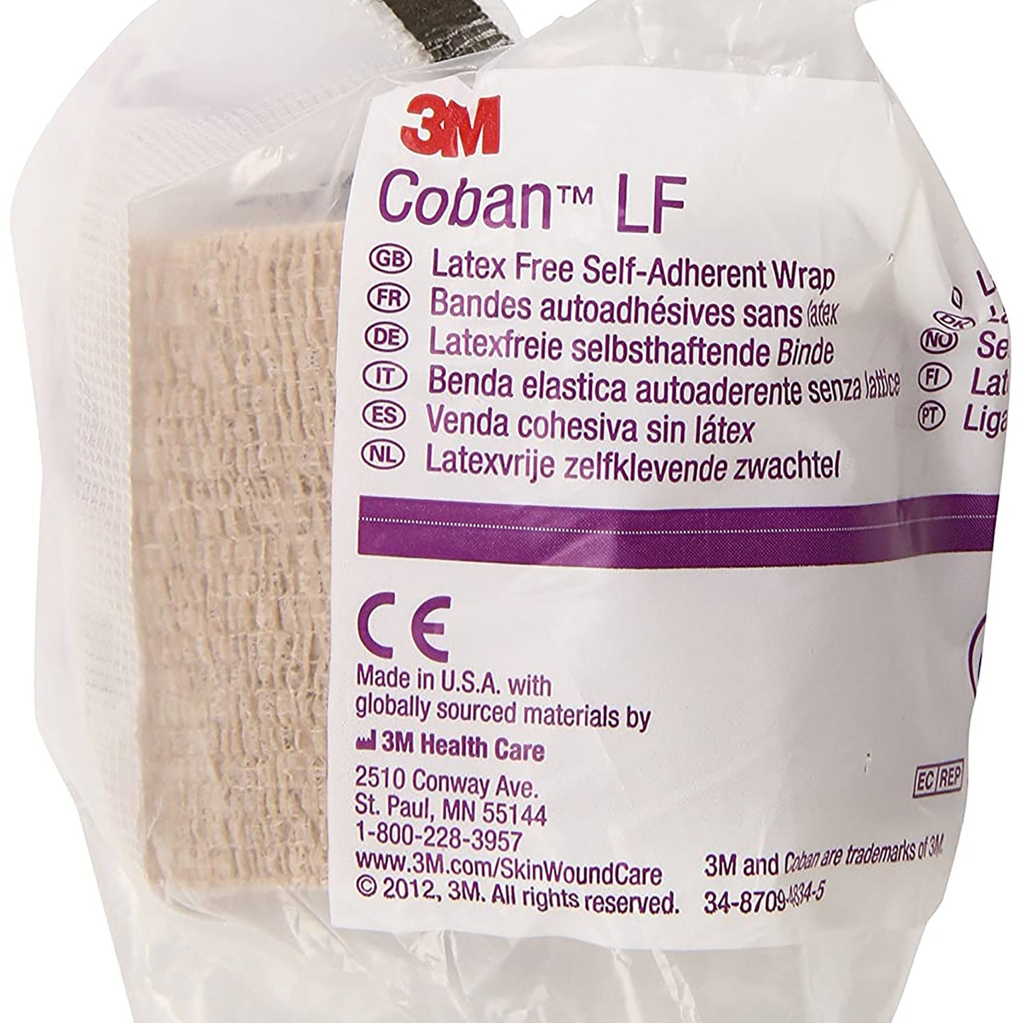 3M™ Coban™ LF Self-adherent Closure Cohesive Bandage, 2 Inch x 5 Yard, Tan 36/CASE -2082