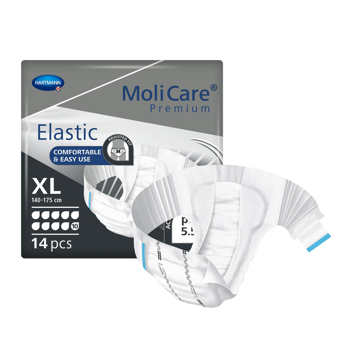 Molicare® Premium Elastic 10 Drop Absorbency Incontinence Briefs, Extra Large, 56/Cs